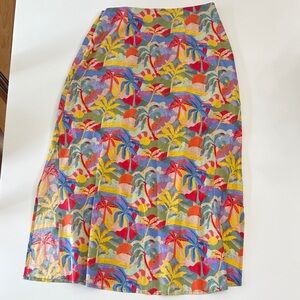Marine Layer Ryan Palm Print Midi Slip Skirt Size 2